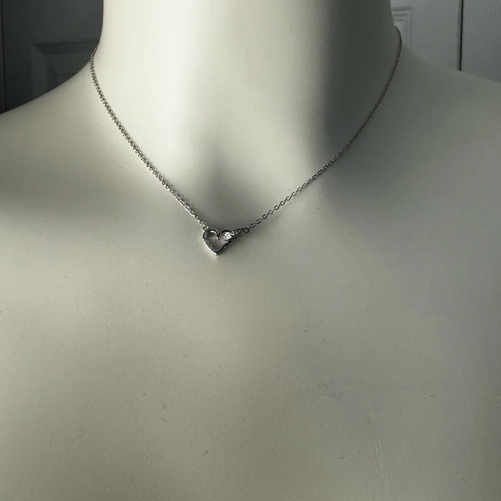 Sterling Silver Heart Charm Pendant Necklace, 17inch New - Picture 9 of 10